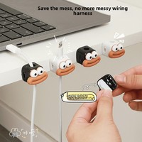 Organisateur de câbles magnétique en plastique avec motif visage de dessin animé, clips de gestion de câbles de téléphone portable sans perçage, enrouleur de fils fixe