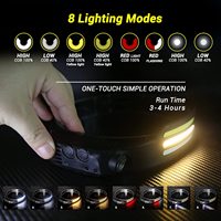 Lampe frontale à LED rechargeable avec 10 modes d'éclairage, 3 faisceaux lumineux, détecteur de mouvement et clip pour le travail minier