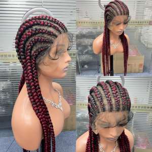 Peluca trenzada de encaje sintético para mujeres negras y blancas, 30 pulgadas, barata, lista para enviar - Product Image 2