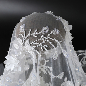 Mới Đến Bán Buôn Giá Rẻ Ren Lưới Sequins Lưới Vải Với Thêu Hạt Cho Đám Cưới Sử Dụng - Product Image 4