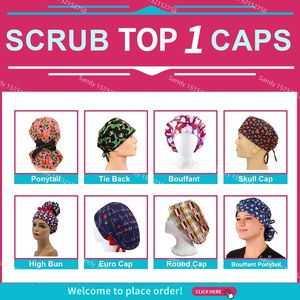 Cappelli Chirurgici da Donna con Bottoni, Fodera in Raso, Chiusura Posteriore, Unisex, per Infermiere, con Apertura per Coda di Cavallo - Product Image 2