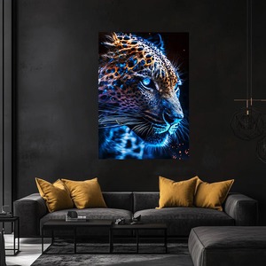 <span class=keywords><strong>Peinture</strong></span> sur toile abstraite moderne Panthère Noire, affiche murale animale de luxe noir et or pour salon, décoration intérieure personnalisée - Product Image 3