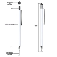 Nouveau stylet capacitif 2-en-1 en métal avec logo gravé au laser, longueur 18,5 cm, compatible avec les écrans tactiles des téléphones et tablettes
