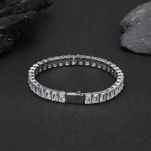 Bracelet Hip Hop 6 mm avec fermoir à ressort, chaîne tennis rectangulaire en zircon, accessoires, bracelet pour homme, collier Tanjing Fashion Lijing - Product Image 1