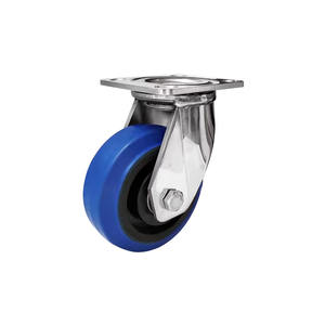 Roues en caoutchouc TPR bleues à haute élasticité de 3, 4 et 5 pouces, de qualité moyenne à robuste, pour chariots à outils, roulettes pivotantes à double <span class=keywords><strong>axe</strong></span>, freins silencieux - Product Image 1