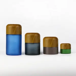 Custom Kind Proof Slip Food Grade Glazen Pot Fles Concentraat Container Met Kindveilige Houten Bamboe