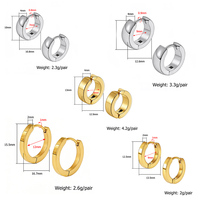Boucles d'oreilles créoles personnalisées en gros, hypoallergéniques, plaquées or, à clipser, en acier inoxydable