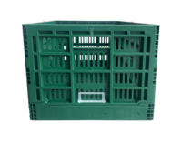 Caisse en plastique pliable et empilable de type maille verte perforée 600x400x300 mm pour le stockage et le transport des fruits et légumes