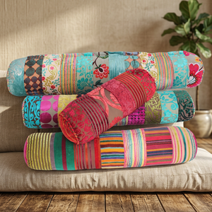 Nouveau design : Coussin long en velours brûlé tissé pour salon – Coussin de thérapie et de massage de Noël 100 % coton pour le corps, toutes saisons - Product Image 3