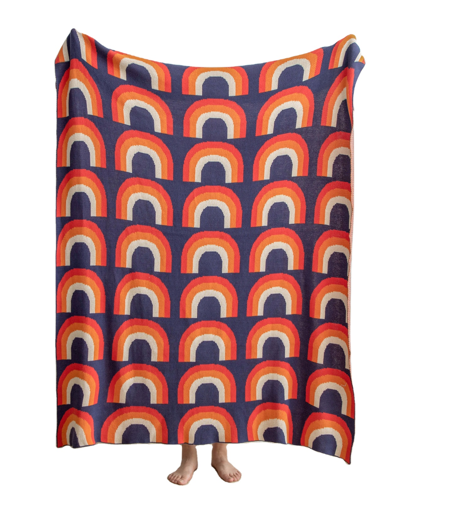 Фабрика Oem, оптовая продажа, 100% хлопчатобумажная ткань, трикотажное изящное жаккардовое пушистое вязаное крючком одеяло для домашнего декора