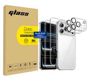 <span class=keywords><strong>5</strong></span> trong 1 combo Defender rõ ràng TPU PC trường hợp khó khăn với 2 gói Tempered Glass Máy ảnh ống kính bảo vệ màn hình cho <span class=keywords><strong>iPhone</strong></span> 15 16 17 Pro Max - Product Image 1