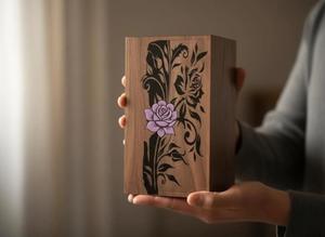 Ready to Sale Wooden Cremation Urn with Floral Design Handcrafted Decorative <b>Memorial</b> Urn <b>Box</b> For Human Ash - Product Image 6