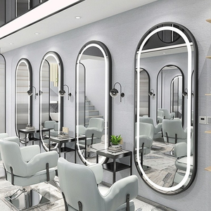 Z Hair Cutting Modern European Glass Salon <b>Mirror</b> with <b>LED</b> Lighting Portable Barber Salon Station for Mall Use - Product Image 5