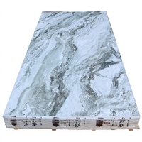 Panneau mural en PVC de luxe gris à texture de marbre bleu veiné naturel, finition brillante, feuille de marbre UV