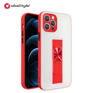 Ab depo stok Trendy şeffaf TPU + PC 2 In 1 koruyucu telefon kılıfı ile katlanabilir Iphone braketi 14 Pro Max