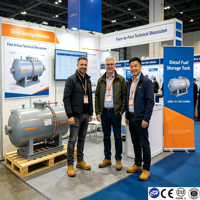 Grand réservoir horizontal de carburant diesel 5000-200000L en acier au carbone, stockage hors sol, certifié ASME CE pour usage industriel
