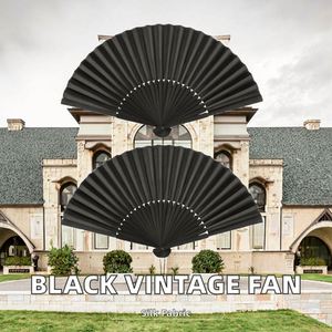 Abanico de Mano Clásico Negro Vintage, Nuevo, Abanicos Plegables para Baile, Bodas, Fiestas, Estilo Sencillo, Regalos Originales - Product Image 3