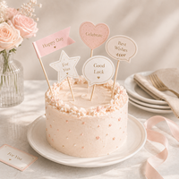Décorations de gâteau Assorted Wishes, pics à gâteau en papier doré pour la décoration des desserts d'anniversaire et de fête