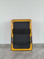 Carretilla de Plataforma Plegable con Ruedas de PU Negras y Amarillas, Carro de Mano Plano de Acero Resistente para Transporte en Almacén