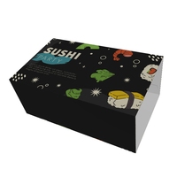 Kraft Paper Sleeve Folders Sushi Takeout Food Glossy Lamination Varnishing Paperboard Foil Recyclable Food Packaging