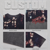 Camiseta retro americana de algodón, camiseta para hombre de 300 g/m², 100 % algodón, efecto descolorido por el sol, estampado con efecto lavado ligero, corte holgado.