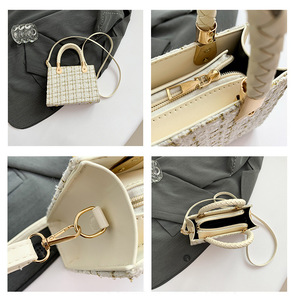 Nouveauté 2026 : Sacs à main tendance en laine à carreaux pour femme – Sacs bandoulière noir et blanc pour femme - Product Image 2