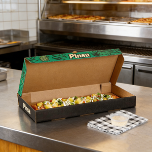 Caja de Papel para Pizza <span class=keywords><strong>Pinsa</strong></span> Romana Desechable Personalizada al por Mayor, Caja de Pizza Impresa con Logotipo para Llevar - Product Image 4