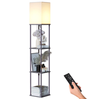 Lampadaire LED carré moderne avec lumière à intensité variable et 3 températures de couleur pour abat-jour en bois d'angle de salon et étagères de chargement