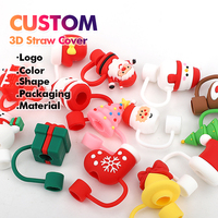 MOQ 3000 pièces – Nouveaux couvre-pailles et embouts en silicone écologiques et tendance pour Noël, accessoires de bar personnalisables