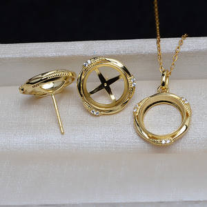 Wenchi S925 Silver Needle Free Pendant Earring Holder <b>Set</b> 11mm <b>Pearl</b> Horse Shell Flat Bottom Empty DIY Fine <b>Jewelry</b> China 15583 - Product Image 2