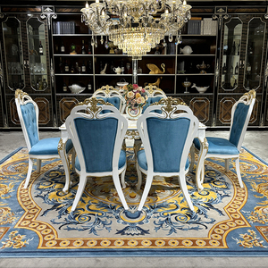 Pháp bàn ăn và Ghế kết hợp Châu Âu rắn gỗ Palace sang trọng tân cổ điển chạm khắc dài bàn ăn - Product Image 2