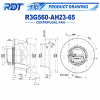 Ventilateur de refroidissement RadiCal à faible consommation d'énergie d'origine allemande R3G560-AH23-65, conception compacte à faible bruit, refroidissement HVAC pour centre de données