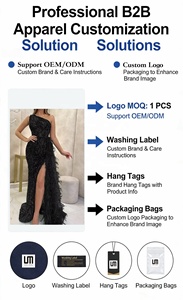 <span class=keywords><strong>Abito</strong></span> da Sera Maxi da Donna Elegante e Sexy Monospalla Senza Maniche con Paillettes Lucide <span class=keywords><strong>Piume</strong></span> e Spacco Profondo Vendita all'Ingrosso OEM - Product Image 2
