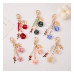 Hot Flower Keychain <b>Chain</b> Tassel Rose Pendant Rose <b>Key</b> <b>Chains</b> Flower <b>Key</b> Ring for Women Girls Purse Bag Charm Accessories Decor - Product Image 1