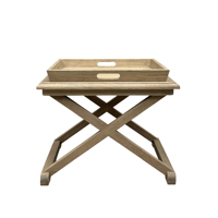 Table d'appoint pliante en bois de chêne massif avec pieds croisés, design antique Wabi-sabi, pour café et thé, HL109-60