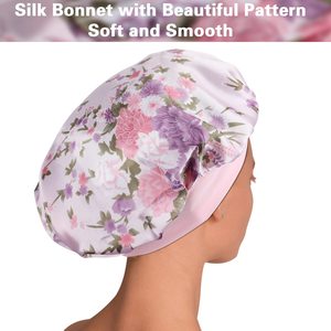 หมวกซาตินแบบสั่งทำสำหรับผู้หญิง ไซส์ใหญ่ พร้อมแถบยางยืด สำหรับนอนหลับและปกป้องผมหยิก - Product Image 4