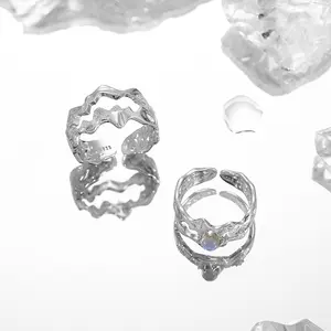 VANA独特的不规则尺寸匹配几何月亮精品情侣925纯银戒指时尚配饰珠宝Rin