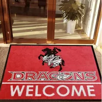 Tapis de porte d'entrée imperméable style bohème avec logo personnalisé noir et blanc, anti-fatigue, réversible, en nylon