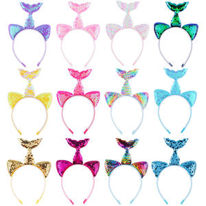 Banda para el cabello con cola de sirena, <span class=keywords><strong>tocado</strong></span> dulce de princesa, diadema de cola de sirena para fiesta de niñas coloridas - Product Image 6