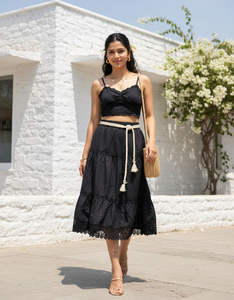 กระโปรงยาวลำลองสำหรับผู้หญิง ผ้าฝ้ายสไตล์ยุค 60 เนื้อนุ่ม ระบายอากาศได้ดี น้ำหนักเบา สวมใส่สบาย เหมาะสำหรับการเดินทางและวันหยุด - Product Image 4