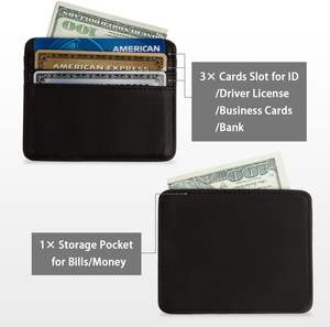 IDÉE CADEAU Vente en gros Porte-cartes en Pu mince et léger à quatre fentes pour cartes Petit porte-cartes en cuir Pu avec logo personnalisé - Product Image 2