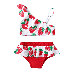 <span class=keywords><strong>Maillot</strong></span> <span class=keywords><strong>de</strong></span> <span class=keywords><strong>bain</strong></span> 2 pièces imprimé <span class=keywords><strong>fraise</strong></span> pour enfant, <span class=keywords><strong>maillot</strong></span> <span class=keywords><strong>de</strong></span> <span class=keywords><strong>bain</strong></span> 2 pièces pour bébé, rouge, pompon, plage, été - Product Image 1