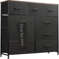 Meuble de rangement rétro en tissu non tissé avec tiroirs, organiseur de vêtements imprimé pour bureau, armoire de chevet à cadre en fer, 100x30x98cm