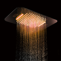 Robinet de douche à mitigeur thermostatique, avec pomme de douche, fonction pluie et cascade de musique, noir