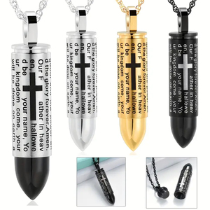 <span class=keywords><strong>Bullet</strong></span> Charm Halskette & Anhänger Parfüm flasche Edelstahl Damen Schießen Jagd Paar Halsketten Feuer bestattung Asche Schmuck - Product Image 1