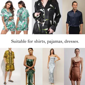 Tissu en satin de soie imprimé fleuri de haute qualité pour vêtements chemise pyjama robe sans quantité minimale de commande impression personnalisée et couleur unie
