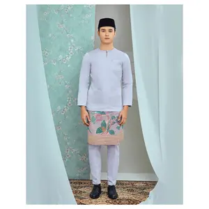 SIPO 2023 Eid Indonesia musulmana hombre Baju Kurung Melayu de vaqueros de corte modelo Baju Kurung bordado Songket Baju Raya