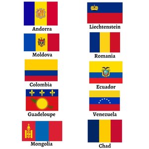 Set di Bandiere Nazionali Blu-Giallo-Rosso per 9 <span class=keywords><strong>Paesi</strong></span> con Colori Distintivi Blu Giallo Rosso - Product Image 6