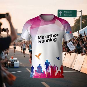 T-shirt promotionnel unisexe 100% polyester, sublimation, sport, coupe ajustée, course à pied, marathon, impression intégrale - Product Image 1