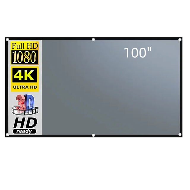 TELUXSEE 100 120 130 133 Inch Fast Fold Projection Screens 4K HD ALR Fabric Alr Projector Screen for Home Cinema Movie Outdoor